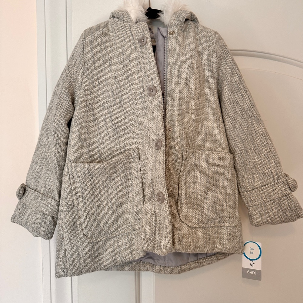 Carters Gray faux fur Hooded Coat (6)